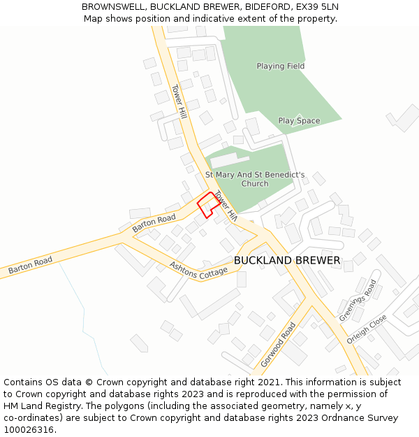 BROWNSWELL, BUCKLAND BREWER, BIDEFORD, EX39 5LN: Location map and indicative extent of plot