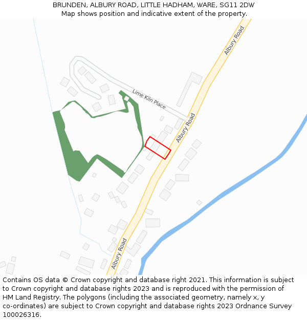 BRUNDEN, ALBURY ROAD, LITTLE HADHAM, WARE, SG11 2DW: Location map and indicative extent of plot