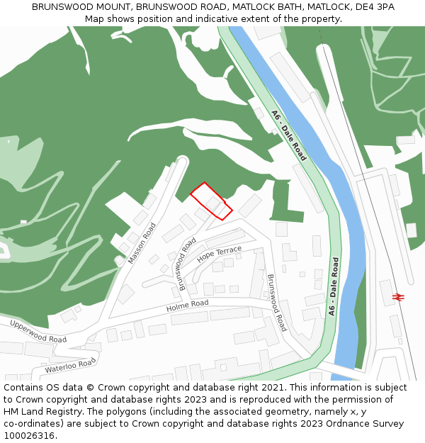 BRUNSWOOD MOUNT, BRUNSWOOD ROAD, MATLOCK BATH, MATLOCK, DE4 3PA: Location map and indicative extent of plot