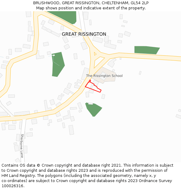 BRUSHWOOD, GREAT RISSINGTON, CHELTENHAM, GL54 2LP: Location map and indicative extent of plot