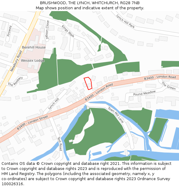 BRUSHWOOD, THE LYNCH, WHITCHURCH, RG28 7NB: Location map and indicative extent of plot