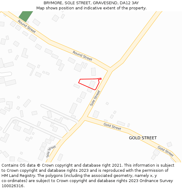 BRYMORE, SOLE STREET, GRAVESEND, DA12 3AY: Location map and indicative extent of plot