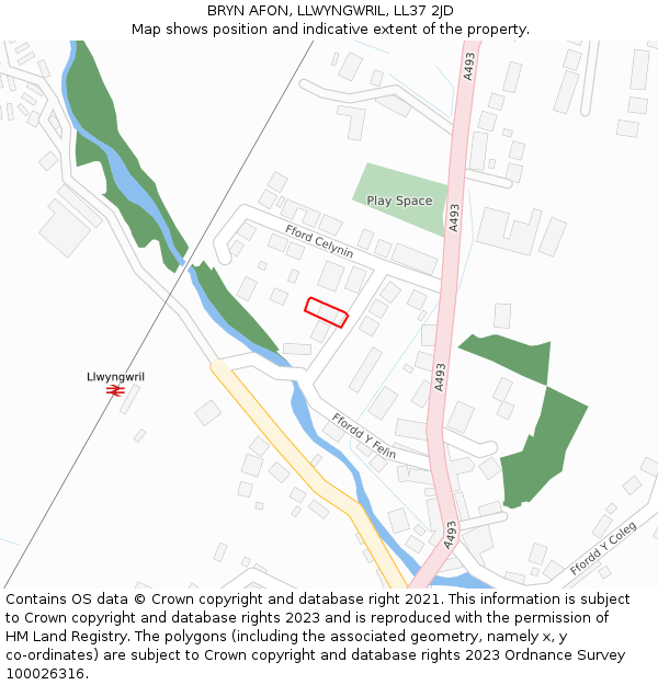 BRYN AFON, LLWYNGWRIL, LL37 2JD: Location map and indicative extent of plot