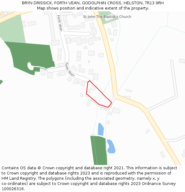 BRYN DRISSICK, FORTH VEAN, GODOLPHIN CROSS, HELSTON, TR13 9RH: Location map and indicative extent of plot