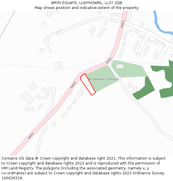 BRYN EGLWYS, LLWYNGWRIL, LL37 2QB: Location map and indicative extent of plot