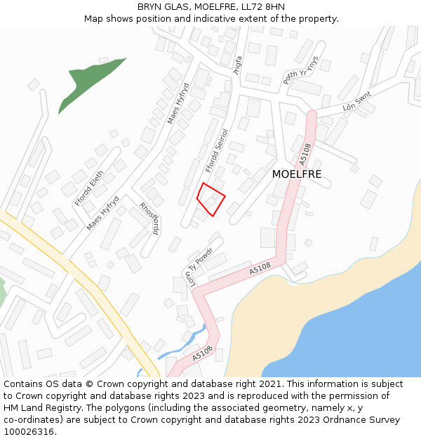 BRYN GLAS, MOELFRE, LL72 8HN: Location map and indicative extent of plot