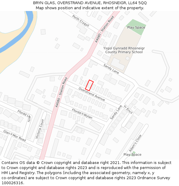 BRYN GLAS, OVERSTRAND AVENUE, RHOSNEIGR, LL64 5QQ: Location map and indicative extent of plot