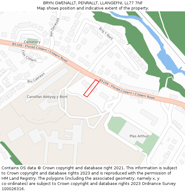 BRYN GWENALLT, PENRALLT, LLANGEFNI, LL77 7NF: Location map and indicative extent of plot