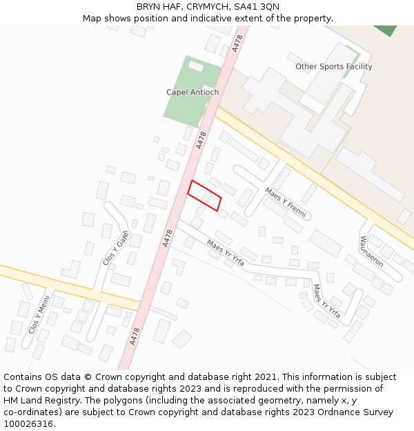 BRYN HAF, CRYMYCH, SA41 3QN: Location map and indicative extent of plot