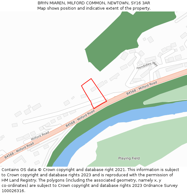 BRYN MIAREN, MILFORD COMMON, NEWTOWN, SY16 3AR: Location map and indicative extent of plot