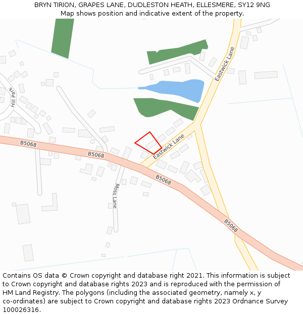BRYN TIRION, GRAPES LANE, DUDLESTON HEATH, ELLESMERE, SY12 9NG: Location map and indicative extent of plot
