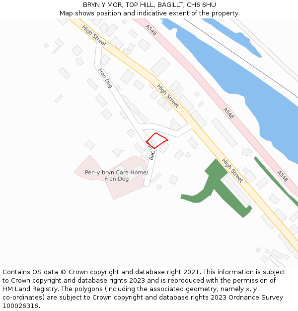 BRYN Y MOR, TOP HILL, BAGILLT, CH6 6HU: Location map and indicative extent of plot