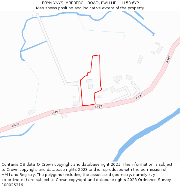 BRYN YNYS, ABERERCH ROAD, PWLLHELI, LL53 6YP: Location map and indicative extent of plot