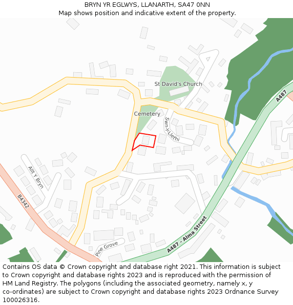 BRYN YR EGLWYS, LLANARTH, SA47 0NN: Location map and indicative extent of plot