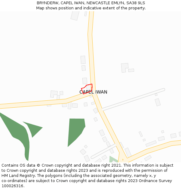 BRYNDERW, CAPEL IWAN, NEWCASTLE EMLYN, SA38 9LS: Location map and indicative extent of plot