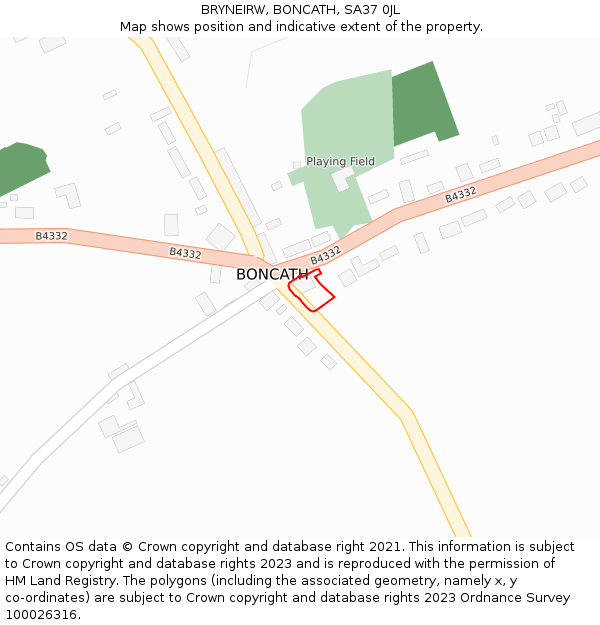 BRYNEIRW, BONCATH, SA37 0JL: Location map and indicative extent of plot