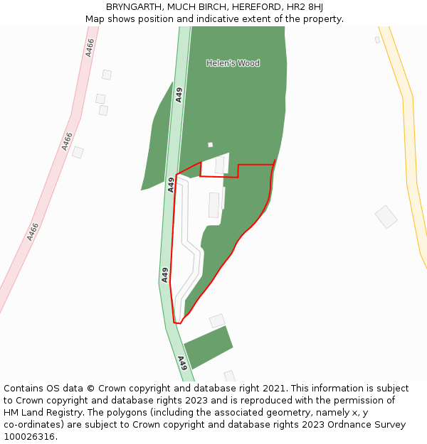 BRYNGARTH, MUCH BIRCH, HEREFORD, HR2 8HJ: Location map and indicative extent of plot