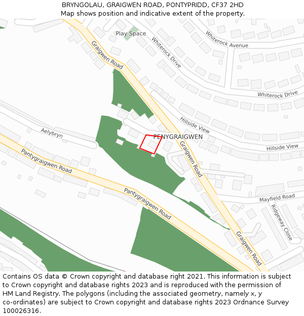 BRYNGOLAU, GRAIGWEN ROAD, PONTYPRIDD, CF37 2HD: Location map and indicative extent of plot