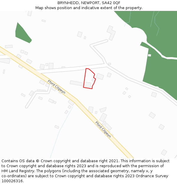 BRYNHEDD, NEWPORT, SA42 0QF: Location map and indicative extent of plot