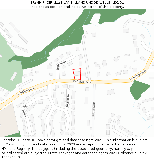 BRYNHIR, CEFNLLYS LANE, LLANDRINDOD WELLS, LD1 5LJ: Location map and indicative extent of plot