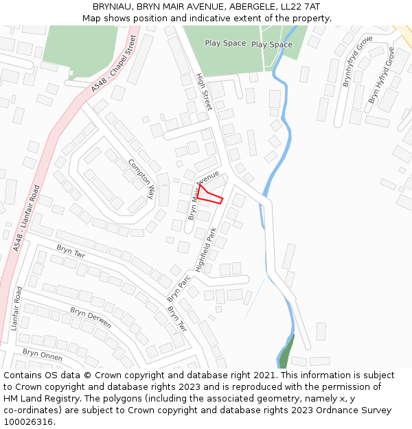 BRYNIAU, BRYN MAIR AVENUE, ABERGELE, LL22 7AT: Location map and indicative extent of plot
