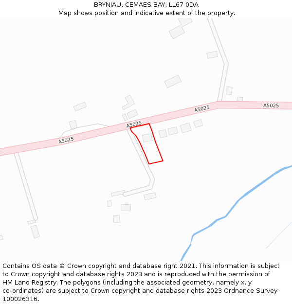 BRYNIAU, CEMAES BAY, LL67 0DA: Location map and indicative extent of plot