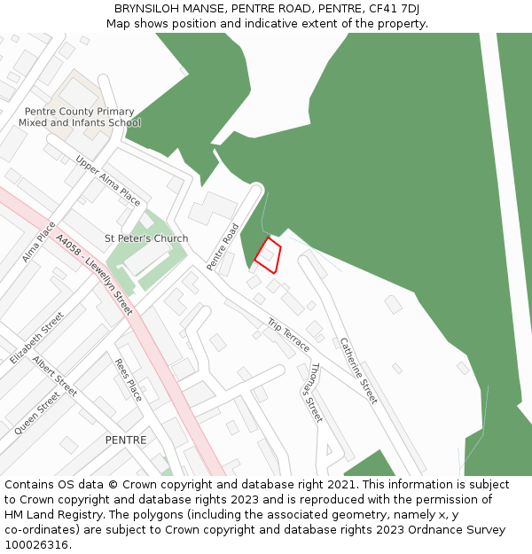 BRYNSILOH MANSE, PENTRE ROAD, PENTRE, CF41 7DJ: Location map and indicative extent of plot