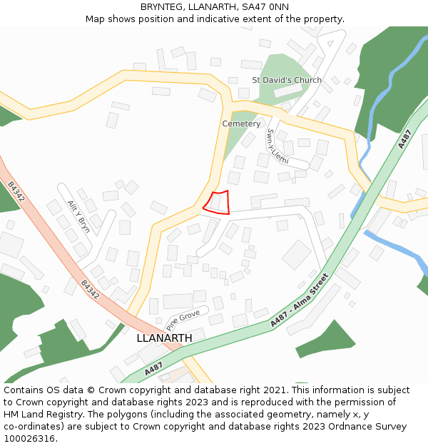 BRYNTEG, LLANARTH, SA47 0NN: Location map and indicative extent of plot