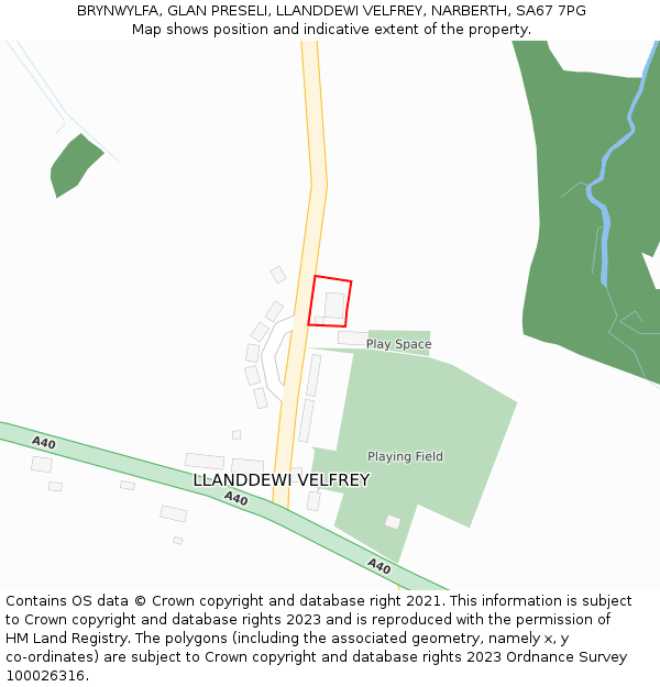 BRYNWYLFA, GLAN PRESELI, LLANDDEWI VELFREY, NARBERTH, SA67 7PG: Location map and indicative extent of plot