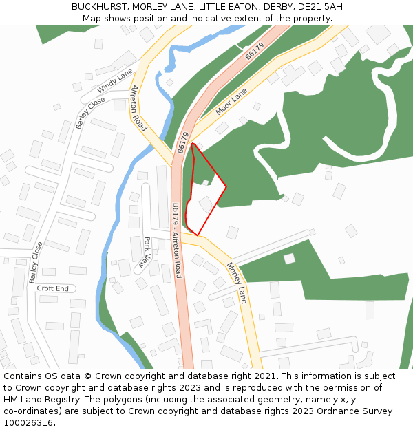 BUCKHURST, MORLEY LANE, LITTLE EATON, DERBY, DE21 5AH: Location map and indicative extent of plot