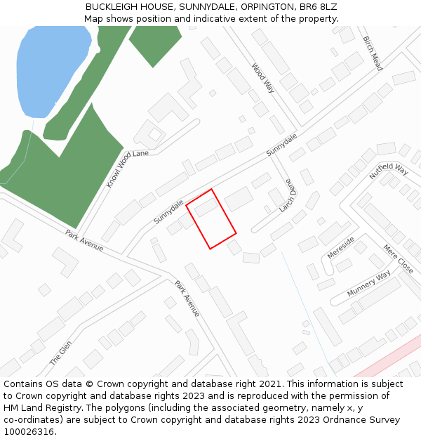 BUCKLEIGH HOUSE, SUNNYDALE, ORPINGTON, BR6 8LZ: Location map and indicative extent of plot