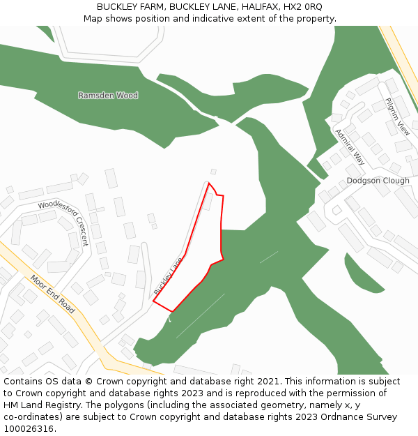BUCKLEY FARM, BUCKLEY LANE, HALIFAX, HX2 0RQ: Location map and indicative extent of plot