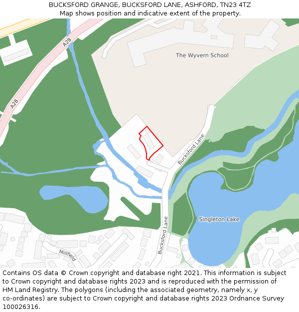 BUCKSFORD GRANGE, BUCKSFORD LANE, ASHFORD, TN23 4TZ: Location map and indicative extent of plot