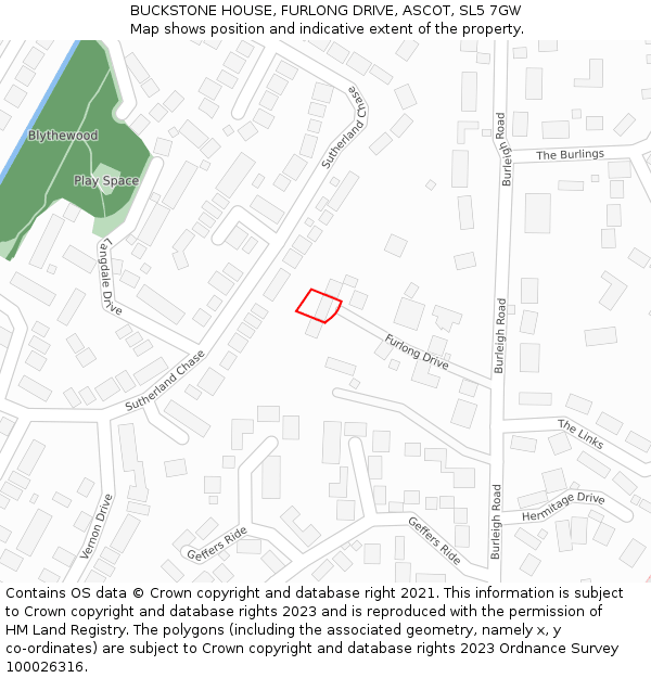 BUCKSTONE HOUSE, FURLONG DRIVE, ASCOT, SL5 7GW: Location map and indicative extent of plot