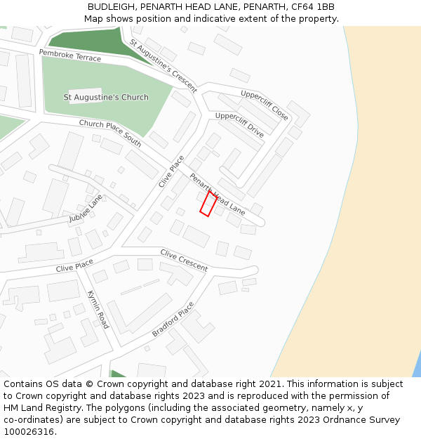 BUDLEIGH, PENARTH HEAD LANE, PENARTH, CF64 1BB: Location map and indicative extent of plot