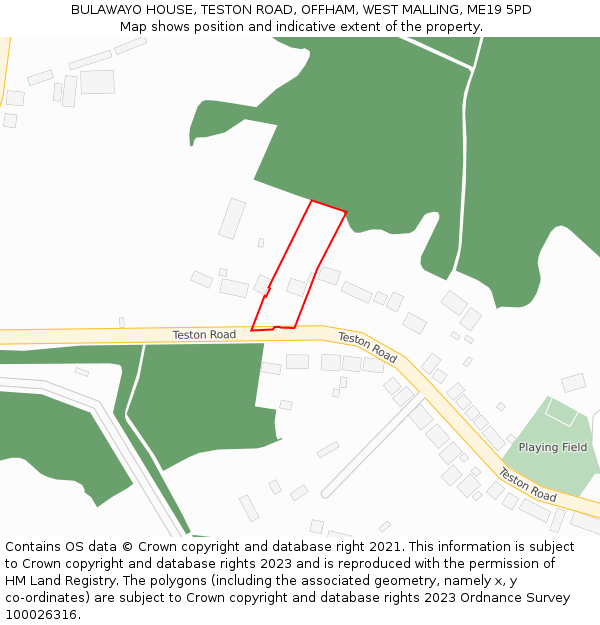 BULAWAYO HOUSE, TESTON ROAD, OFFHAM, WEST MALLING, ME19 5PD: Location map and indicative extent of plot