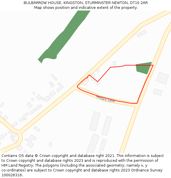 BULBARROW HOUSE, KINGSTON, STURMINSTER NEWTON, DT10 2AR: Location map and indicative extent of plot