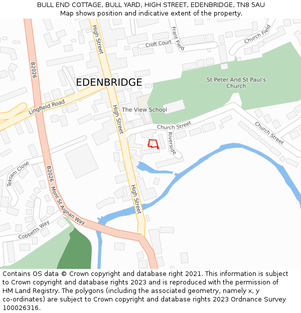 BULL END COTTAGE, BULL YARD, HIGH STREET, EDENBRIDGE, TN8 5AU: Location map and indicative extent of plot