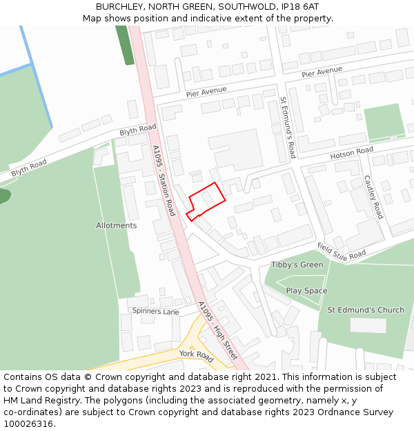 BURCHLEY, NORTH GREEN, SOUTHWOLD, IP18 6AT: Location map and indicative extent of plot