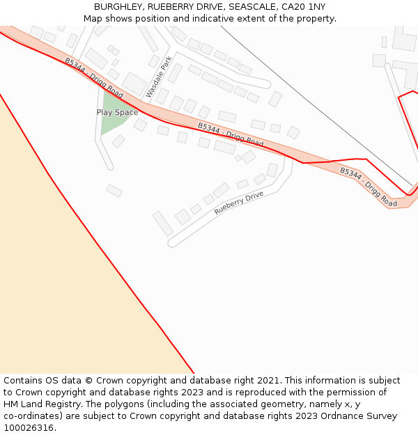 BURGHLEY, RUEBERRY DRIVE, SEASCALE, CA20 1NY: Location map and indicative extent of plot