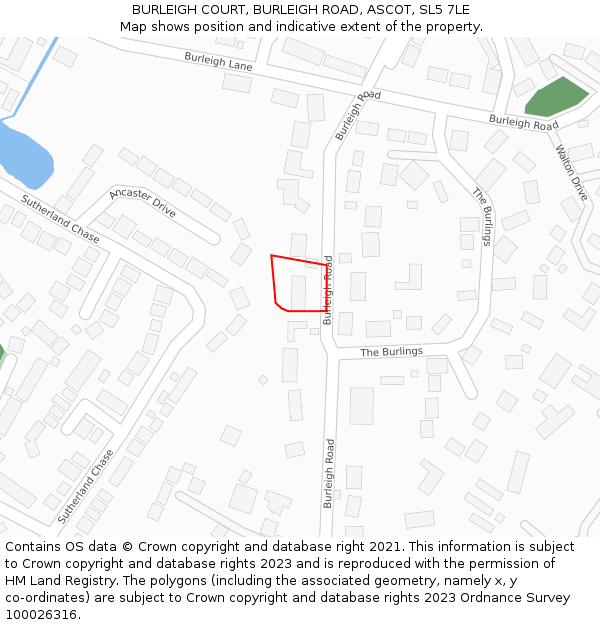 BURLEIGH COURT, BURLEIGH ROAD, ASCOT, SL5 7LE: Location map and indicative extent of plot