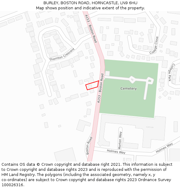 BURLEY, BOSTON ROAD, HORNCASTLE, LN9 6HU: Location map and indicative extent of plot