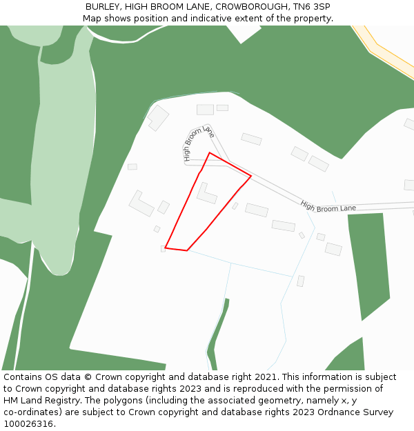 BURLEY, HIGH BROOM LANE, CROWBOROUGH, TN6 3SP: Location map and indicative extent of plot