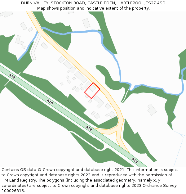 BURN VALLEY, STOCKTON ROAD, CASTLE EDEN, HARTLEPOOL, TS27 4SD: Location map and indicative extent of plot
