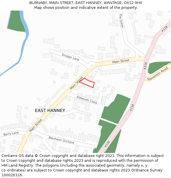 BURNABY, MAIN STREET, EAST HANNEY, WANTAGE, OX12 0HX: Location map and indicative extent of plot