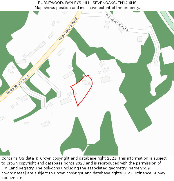 BURNEWOOD, BAYLEYS HILL, SEVENOAKS, TN14 6HS: Location map and indicative extent of plot