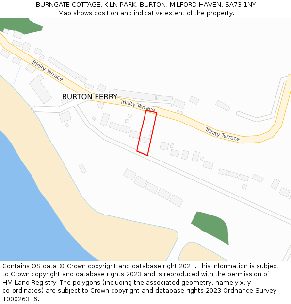 BURNGATE COTTAGE, KILN PARK, BURTON, MILFORD HAVEN, SA73 1NY: Location map and indicative extent of plot