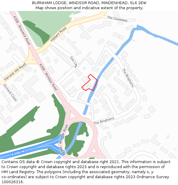 BURNHAM LODGE, WINDSOR ROAD, MAIDENHEAD, SL6 2EW: Location map and indicative extent of plot