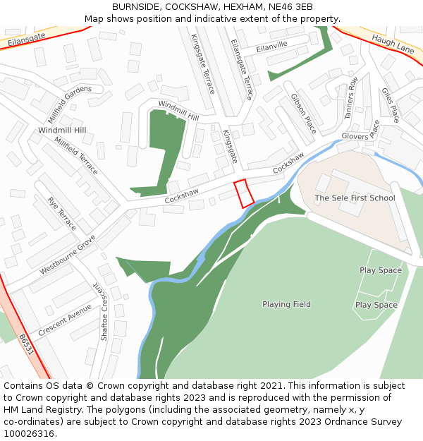 BURNSIDE, COCKSHAW, HEXHAM, NE46 3EB: Location map and indicative extent of plot