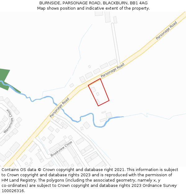 BURNSIDE, PARSONAGE ROAD, BLACKBURN, BB1 4AG: Location map and indicative extent of plot
